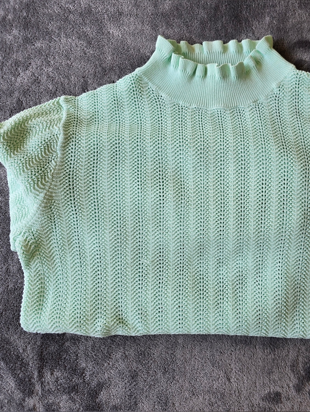 J.Crew Pointelle Ruffle Mock Neck Sweater Size Small